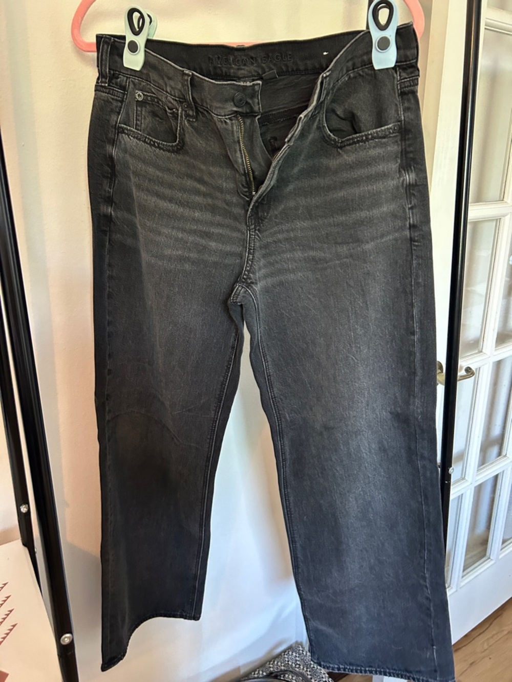 American Eagle Outfitters Women's Black Wide-Leg Jeans